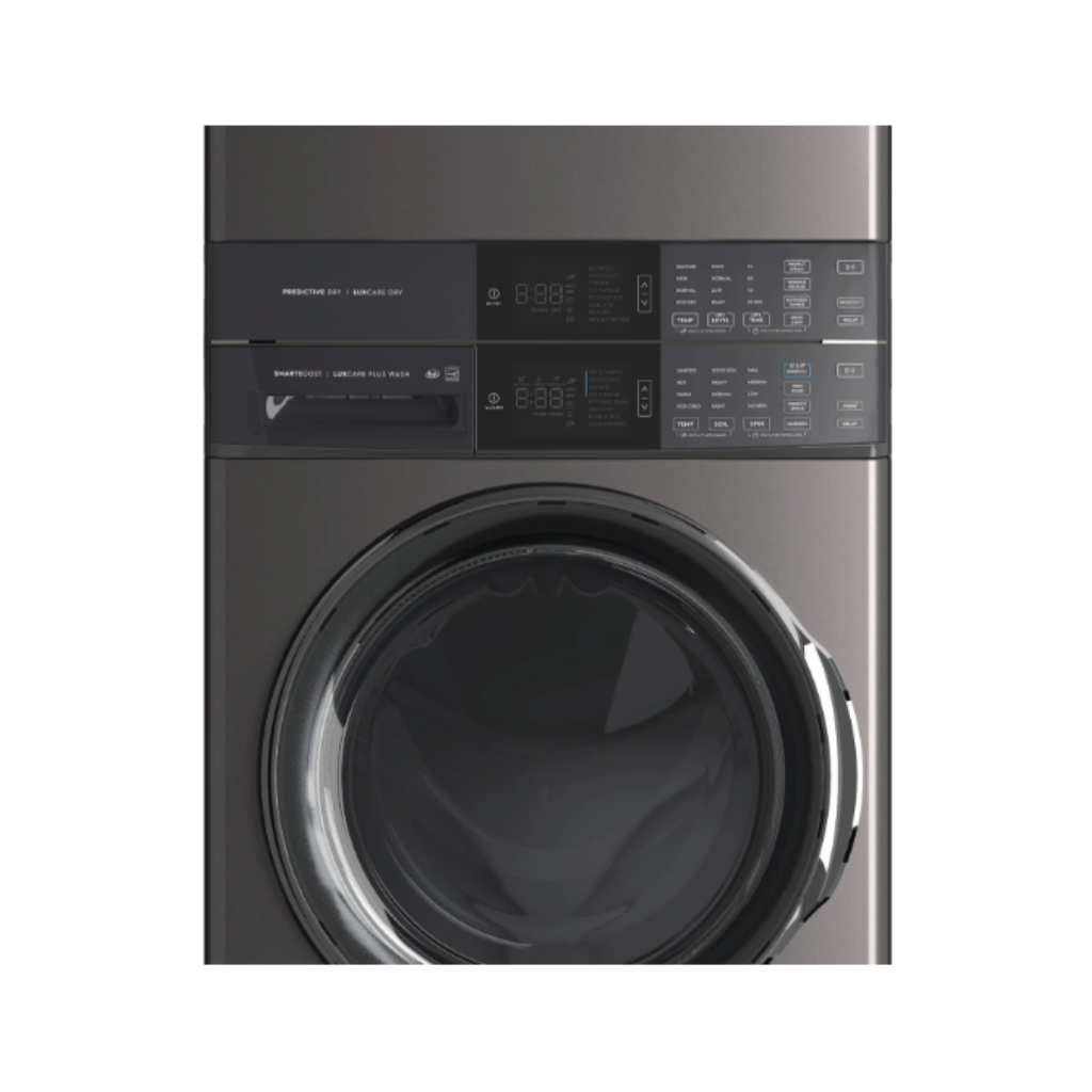 4.5 Cu. Ft. Washer & 8 Cu. Ft. Gas Dryer Laundry Tower Single Unit Front Load.