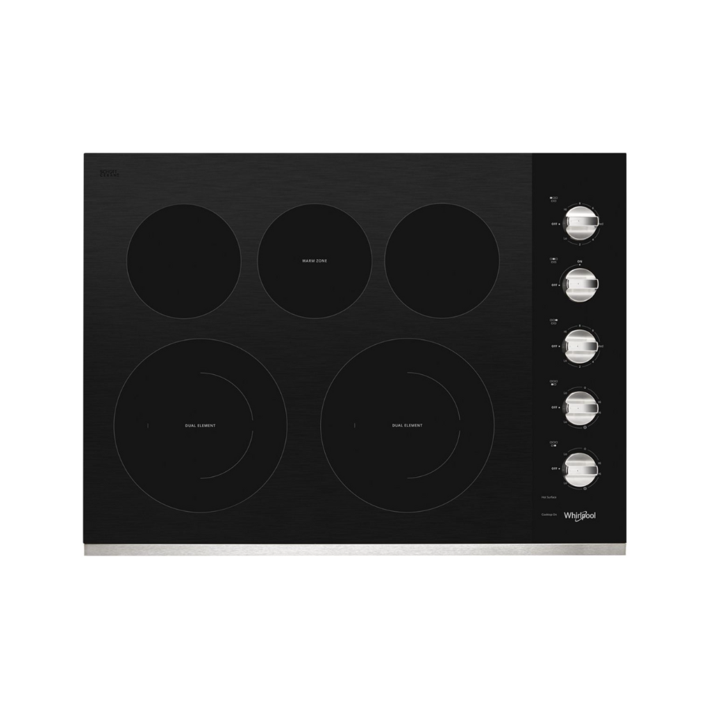 30 In Electric Ceramic Glass Cooktop with Two Dual Radiant Elements.